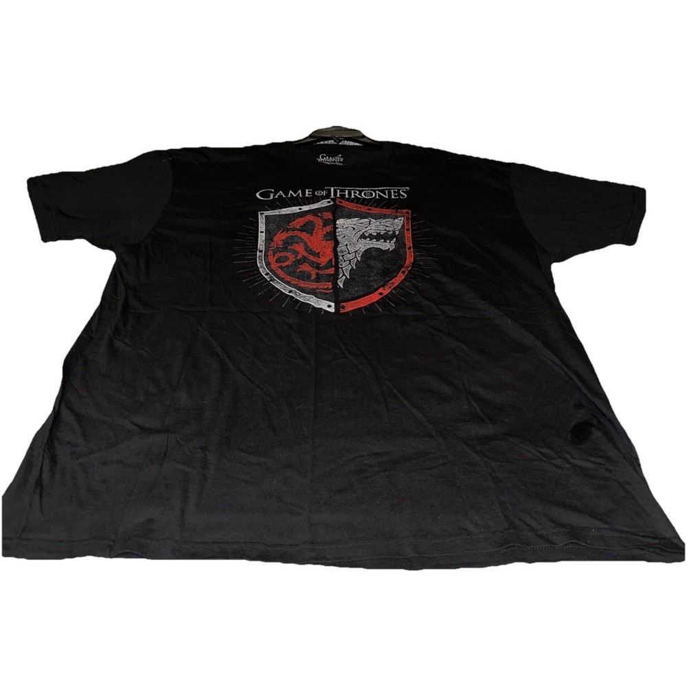 Game of Thrones Half Shields  House Targaryen/House Stark Black 2XL T-Shirt